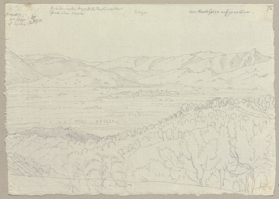 Umbrier Tal in dessen Mitte Foligno liegt, mit vielen Villen und Castellen od Johann Ramboux