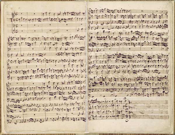 Pages from Score of the ''St. Matthew Passion'', 1727 (pen and ink on paper) od Johann Sebastian Bach