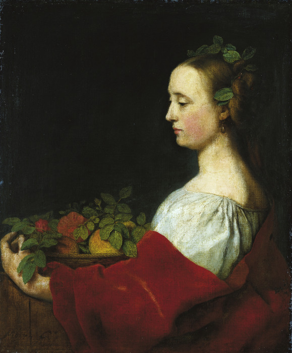 Woman Holding a Basket of Fruit od Johann Ulrich Mayr