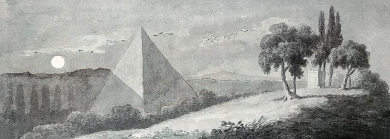 Pyramide des Cestius im Vollmondlicht od Johann Wolfgang von Goethe