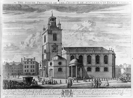 The South Prospect of the Church of St. Clements Danes, London od Johannes Kip