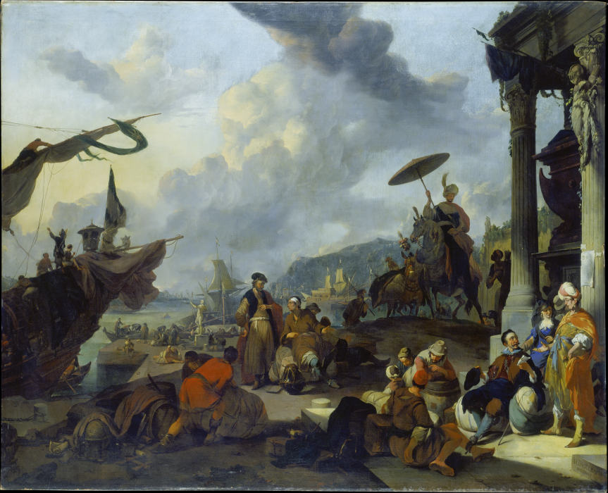 Mediterranean Harbour Scene od Johannes Lingelbach