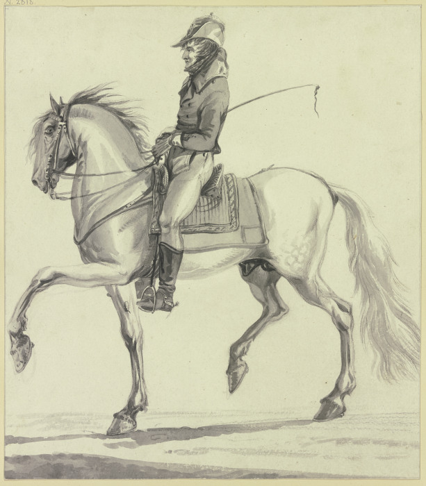 A whipper-in on horseback od Johannes Vinkeles