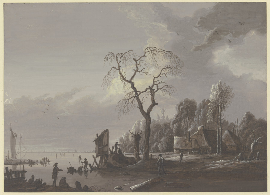 River scenery in the winter od Johann Friedrich Morgenstern