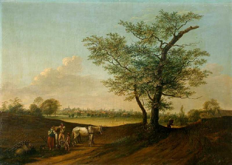 Landschaft mit einem einsam stehenden Baum   - nicht online - kleine Datei ! od Johann Friedrich Morgenstern