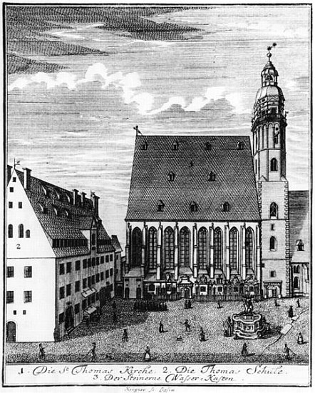 St. Thomas Church and School in Leipzig od Johann Gottfried Krugner