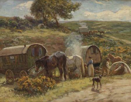 A Gypsy Encampment (board) od John Atkinson