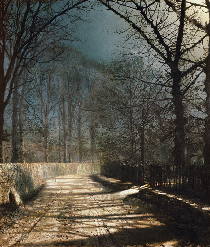 A Moonlit Lane, with two lovers by a gate od John Atkinson Grimshaw