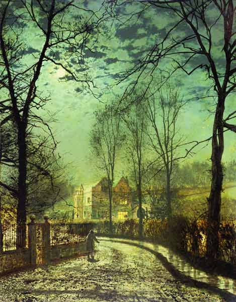 A Moonlit Road od John Atkinson Grimshaw