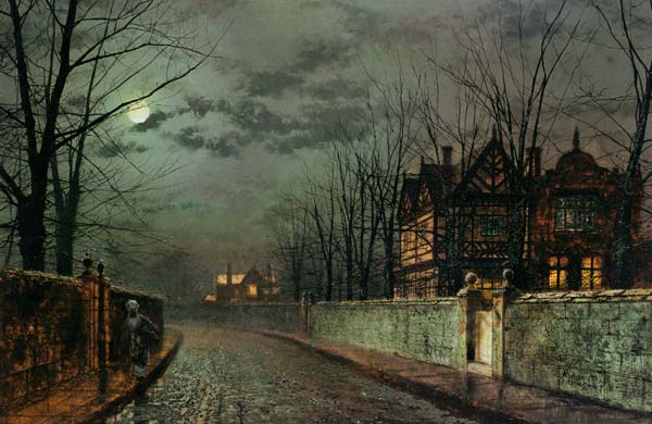 Old English House, Moonlight After Rain od John Atkinson Grimshaw