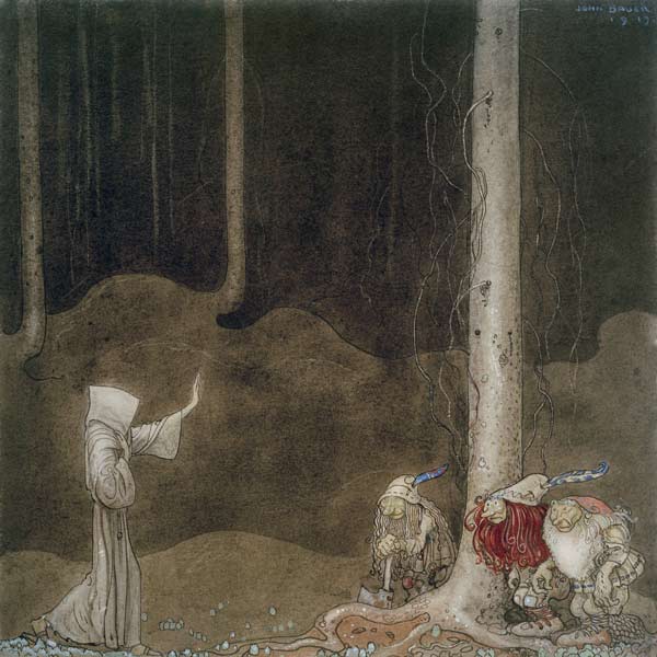 Brother St. Martin and the Three Trolls, 1913 (w/c on paper) od John Bauer