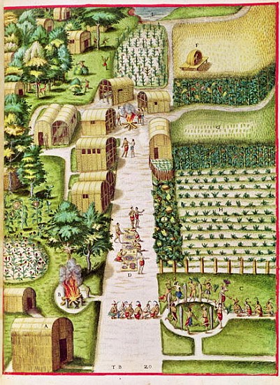 The Village of Secoton, from ''Admiranda Narratio...'', published by Theodore de Bry od John Bry Theodore de (1528-98) after White