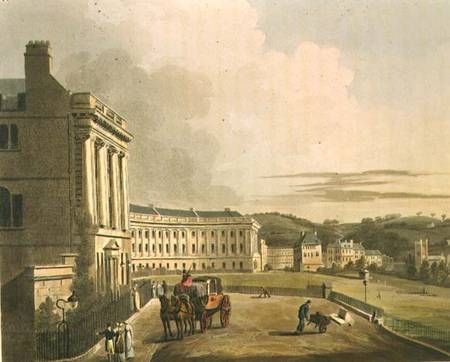 The Crescent, detail of the street, from 'Bath Illustrated by a Series of Views', engraved by John H od John Claude Nattes