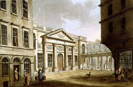 The Pump Room, from 'Bath Illustrated by a Series of Views', engraved by John Hill (1770-1850) pub. od John Claude Nattes