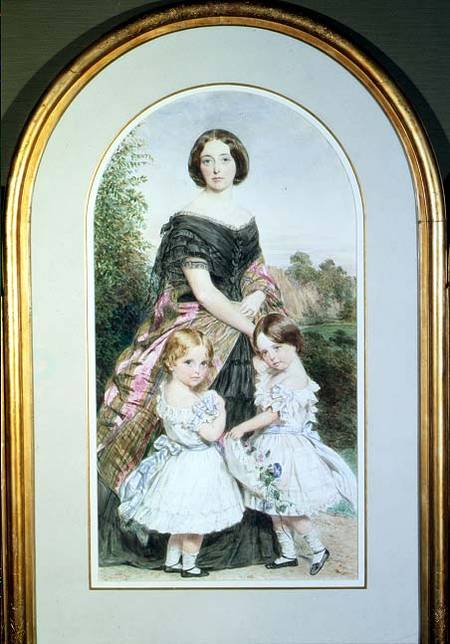 Portrait of a lady with her two daughters od John Collingham Moore