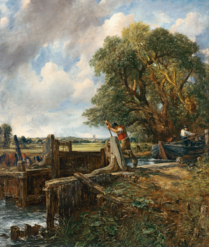 Barges passing a lock on the Stour od John Constable
