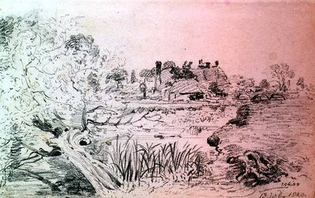 Farm Buildings and Bridge near Salisbury (pencil) od John Constable