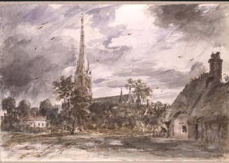 Salisbury Cathedral: with cottages od John Constable