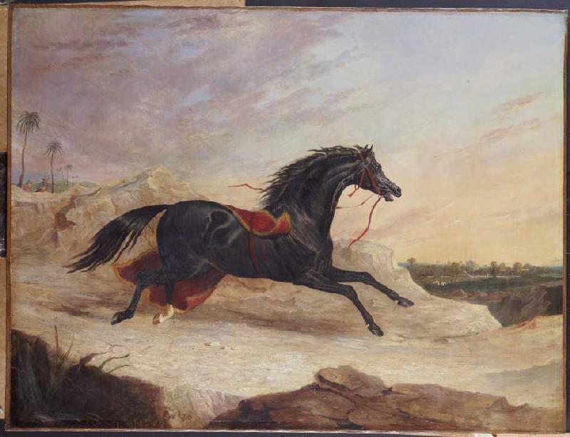 Araber jagen ein ausgerissenes arabisches Pferd od John Frederick Herring d.Ä.