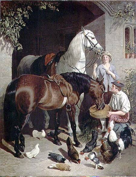 Feeding the Horses od John Frederick Herring d.Ä.