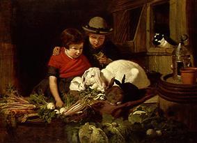 Children with rabbits od John Frederick Herring d.Ä.