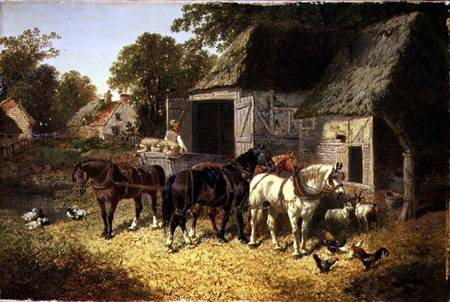 Three Horses at a Haystack od John Frederick Herring d.J.