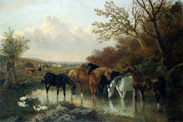 Pferde an einer Wasserstelle. od John Frederick Herring d.J.