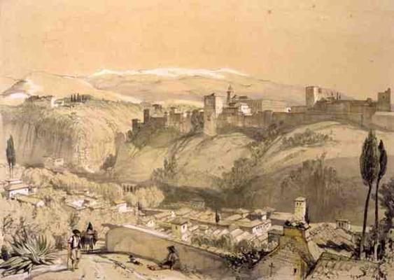 The Alhambra from the Albay, from 'Sketches and Drawings of the Alhambra', engraved by James Duffiel od John Frederick Lewis