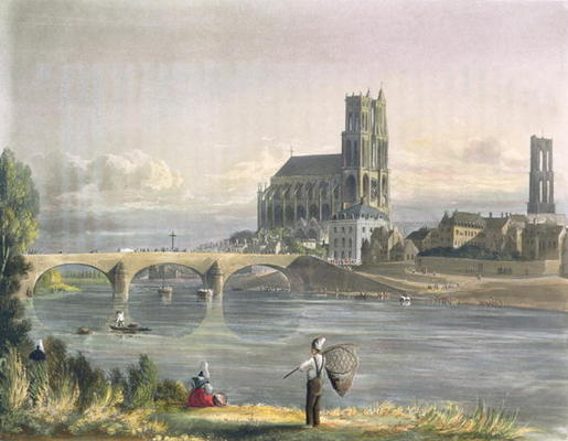 View of Mantes, from 'Views on the Seine', engraved by Thomas Sutherland (b.1785) engraved by R. Ack od John Gendall