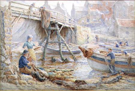 Mending the Nets, Staithes od John H. Parkyn