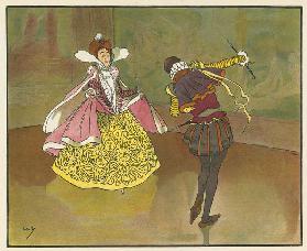 Elizabeth Is dancing lesson (colour litho)