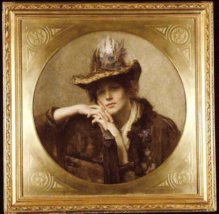 Woman with Peacock Feather Hat od John Henry Henshall