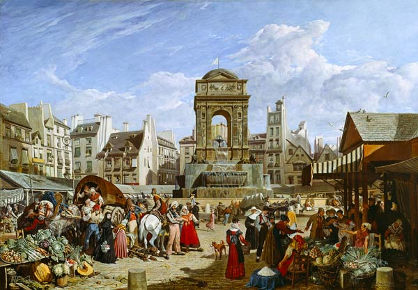The Market and Fountain of the Innocents, Paris od John James Chalon