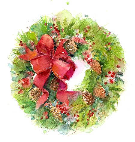 Christmas wreath with Red Bow