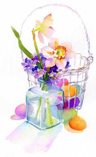 Egg basket with flowers