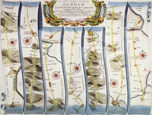 Road from Whitby to Durham, from John Ogilby's 'Britannia', published London, 1675 od John Ogilby