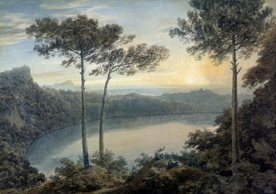 Lake Albano and Castel Gandolfo (w/c on paper) od John Robert Cozens