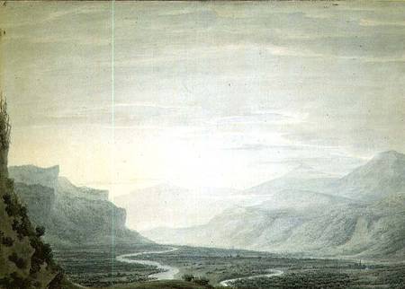 Valley with winding streams, lower part of Oberhasli from the South East od John Robert Cozens