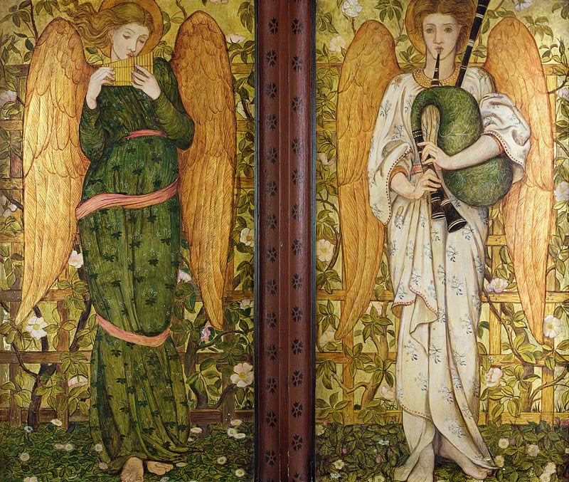 Angels with Pan Pipes and Bagpipes od John Roddam Spencer Stanhope
