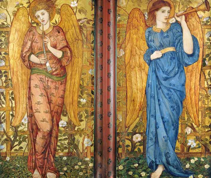 Angels with an oboe and a trumpet od John Roddam Spencer Stanhope