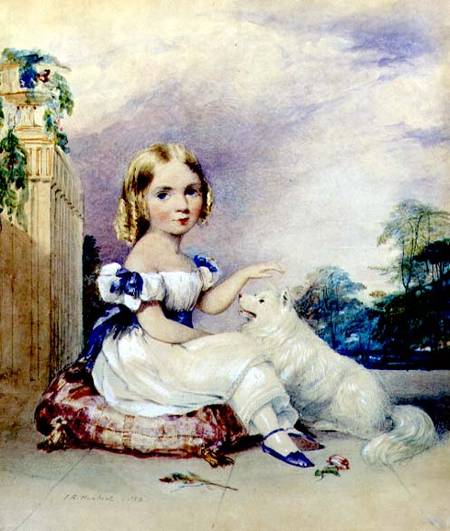 Portrait of a Little Girl with a Dog od John Rogers Herbert