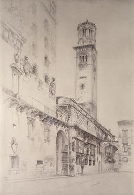 Piazza dei Signori, Verona (pencil & w/c on paper) od John Ruskin