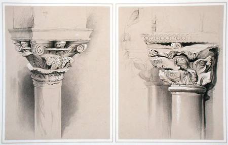 Torcello, Capital of Nave Pillar and St. Mark's, Capital from Central Porch, from 'Examples of the A od John Ruskin