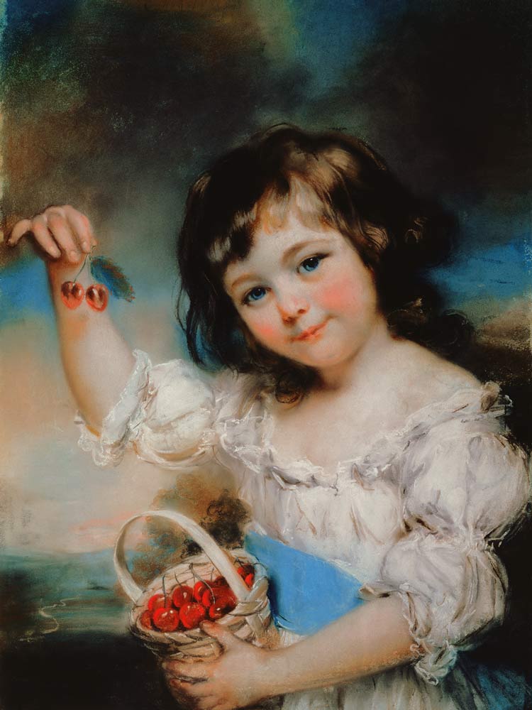 Little Girl with Cherries od John Russell