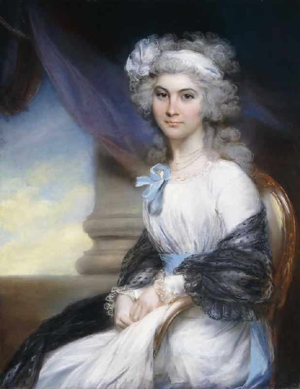 Miss Sophia Vansittart in einem weißen Kleid und einem weißen Haarband. od John Russell