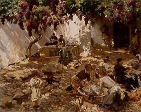 Laundry grooves in a shady court od John Singer Sargent