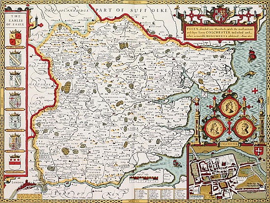 Essex; engraved by Jodocus Hondius (1563-1612) from John Speed''s Theatre of the Empire of Great Bri od John Speed