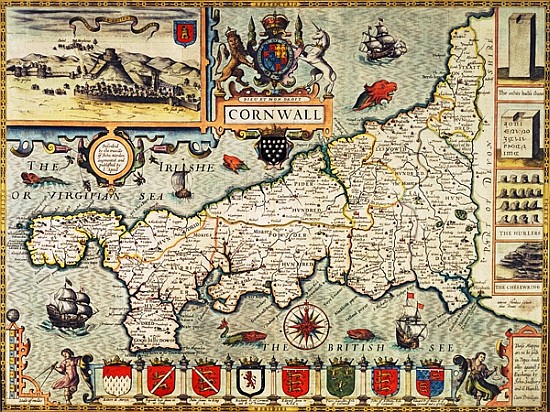 Map of Cornwall from the ''Theatre of the Empire of Great Britain'', pub. in London George Humble, 1 od John Speed