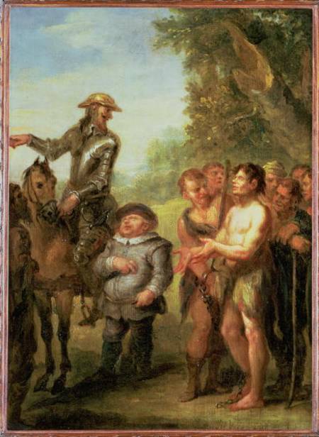 Don Quixote frees the galley slaves, from Cervantes' 'Don Quixote' od John Vanderbank