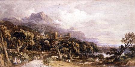 Landscape with castle and mountain od John Varley
